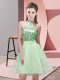 Mini Length Apple Green Bridesmaids Dress Halter Top Sleeveless Backless