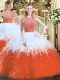 Luxurious Multi-color Sleeveless Floor Length Beading and Ruffles Zipper Ball Gown Prom Dress