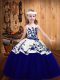Sleeveless Tulle Floor Length Lace Up Winning Pageant Gowns in Royal Blue with Embroidery