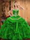 Sweetheart Sleeveless Ball Gown Prom Dress Floor Length Embroidery and Ruffles Organza