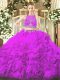 Deluxe Lilac Sleeveless Floor Length Beading Zipper 15th Birthday Dress