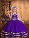 Organza Straps Sleeveless Lace Up Beading and Ruffled Layers Kids Formal Wear in Eggplant Purple