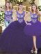 Scoop Sleeveless Lace Up Quinceanera Dress Purple Tulle