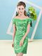 Sequins Homecoming Dress Green Zipper Short Sleeves Mini Length