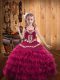 Sleeveless Embroidery and Ruffled Layers Lace Up Little Girl Pageant Dress
