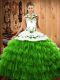 Attractive Sleeveless Lace Up Floor Length Embroidery and Ruffled Layers Sweet 16 Dress