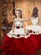 Low Price Ball Gowns Little Girl Pageant Gowns Wine Red Straps Satin and Tulle Sleeveless Floor Length Lace Up