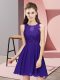 Customized Mini Length Purple Wedding Party Dress Chiffon Sleeveless Appliques
