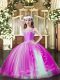 Floor Length Lace Up Pageant Dress for Teens Fuchsia for Party and Quinceanera with Beading