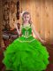 Green Sleeveless Embroidery and Ruffles Floor Length Pageant Dress for Teens