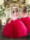 Floor Length Ball Gowns Sleeveless Hot Pink Pageant Dress for Teens Lace Up