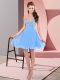 Baby Blue Empire Beading Prom Dresses Lace Up Chiffon Sleeveless Mini Length