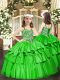 Unique Green Lace Up Kids Pageant Dress Beading and Ruffled Layers Sleeveless Floor Length