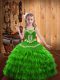 High End Floor Length Little Girl Pageant Dress Organza Sleeveless Embroidery and Ruffled Layers