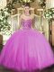 Dazzling Lilac Lace Up Sweet 16 Dresses Beading Sleeveless Floor Length