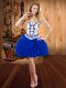 Clearance Mini Length Royal Blue Dress for Prom Strapless Sleeveless Lace Up