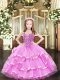 Lilac Sleeveless Organza Lace Up Kids Pageant Dress for Party and Quinceanera