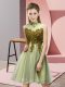 Excellent Yellow Green Tulle Lace Up Bridesmaid Dresses Sleeveless Knee Length Appliques