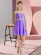 Lavender Prom Party Dress Prom and Party with Beading Scoop Cap Sleeves Lace Up