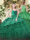 Dynamic Floor Length Dark Green Sweet 16 Dresses Straps Sleeveless Zipper