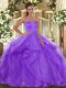 Fantastic Tulle Sleeveless Floor Length 15 Quinceanera Dress and Beading and Ruffles