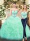 Two Pieces Quinceanera Gowns Apple Green Sweetheart Organza Sleeveless Floor Length Lace Up