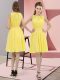 Knee Length Empire Sleeveless Yellow Dama Dress for Quinceanera Zipper