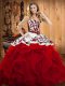 Fashion Wine Red 15th Birthday Dress Military Ball and Sweet 16 and Quinceanera with Embroidery and Ruffles Sweetheart Sleeveless Lace Up