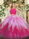 Modern Floor Length Ball Gowns Sleeveless Hot Pink Quinceanera Dress Zipper