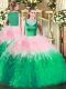 Multi-color Scoop Side Zipper Beading and Ruffles Ball Gown Prom Dress Sleeveless