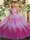 Ball Gowns Ball Gown Prom Dress Multi-color Scoop Organza Sleeveless Floor Length Backless