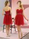 Wine Red Empire Beading Homecoming Dress Zipper Tulle Sleeveless Mini Length