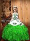 Straps Sleeveless Girls Pageant Dresses Floor Length Embroidery and Ruffles Organza
