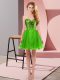 Enchanting Green A-line Tulle Sweetheart Sleeveless Sequins Mini Length Zipper Evening Dress