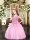 Glorious Floor Length Ball Gowns Sleeveless Pink Child Pageant Dress Lace Up