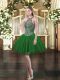 Sleeveless Mini Length Beading Lace Up Prom Dresses with Dark Green