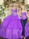 Suitable Sweetheart Sleeveless Lace Up Quinceanera Dress Eggplant Purple Tulle