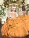 Eye-catching Organza Off The Shoulder Sleeveless Lace Up Beading and Ruffles Kids Pageant Dress in Orange Red