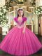 Sweet Ball Gowns Pageant Dress Toddler Hot Pink Straps Tulle Sleeveless Lace Up