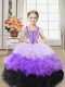 Sleeveless Floor Length Beading and Ruffles Lace Up Pageant Gowns For Girls with Multi-color