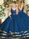 Teal Sweet 16 Dresses Sweet 16 and Quinceanera with Beading and Ruffled Layers V-neck Sleeveless Backless