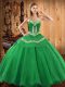 Amazing Floor Length Green Quinceanera Gown Satin and Tulle Sleeveless Embroidery