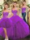 Purple Lace Up Sweetheart Ruffles Sweet 16 Dress Organza Sleeveless