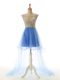 Cheap Baby Blue Prom and Party with Appliques Scoop Sleeveless Backless