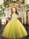 Tulle Scoop Sleeveless Zipper Beading Pageant Gowns in Yellow