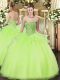 Yellow Green Quinceanera Dress Military Ball and Sweet 16 and Quinceanera with Beading and Ruffles Sweetheart Sleeveless Lace Up