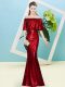 Free and Easy Wine Red Sequined Zipper Off The Shoulder Half Sleeves Floor Length Prom Evening Gown Sequins