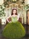 Most Popular Olive Green Lace Up Little Girl Pageant Dress Beading and Ruffles Sleeveless Floor Length