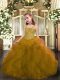 Graceful Floor Length Ball Gowns Sleeveless Olive Green Little Girls Pageant Gowns Lace Up