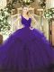 Pretty Floor Length Ball Gowns Sleeveless Purple Vestidos de Quinceanera Backless